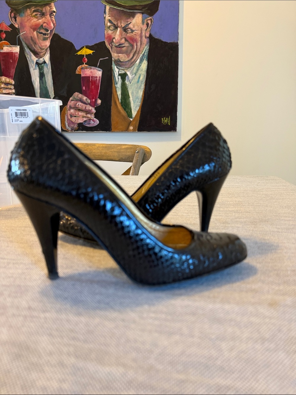 Coach Black Snakeskin-Textured Stiletto Pumps